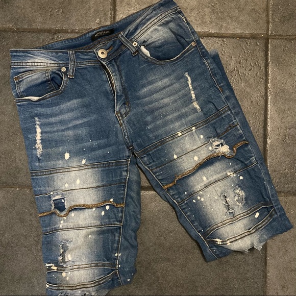 Red Fox Jr 7 Skinny Distressed Splatter Paint Jeans - Picture 7 of 8